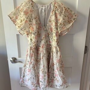 Floral Cream Babydoll Dress